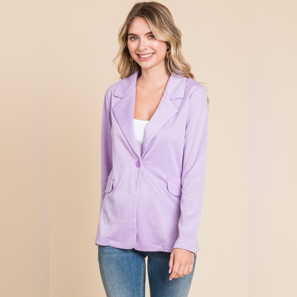 Culture Code Button Up Long Sleeve Slit Blazer - Picture 2 of 4